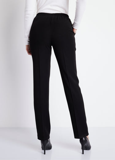 Pantalon droit taille semi élastiquée ventre plat Uni Noir