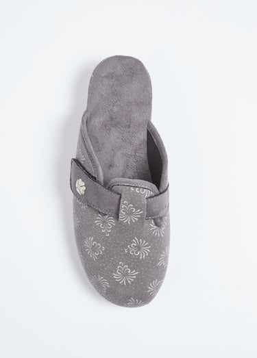 Chaussons mules scratchés largeur confort Gris