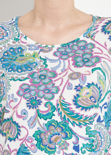 T-shirt manches longues imprimé pastel Fond Ecru
