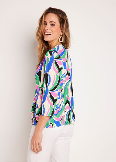 T-shirt long imprimé graphique Bleu/Rose