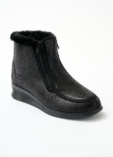 Boots grande largeur double glissière Noir