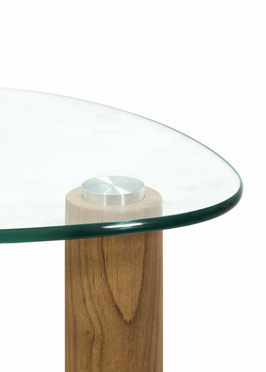 Tables gigognes plateau galet en verre Marron