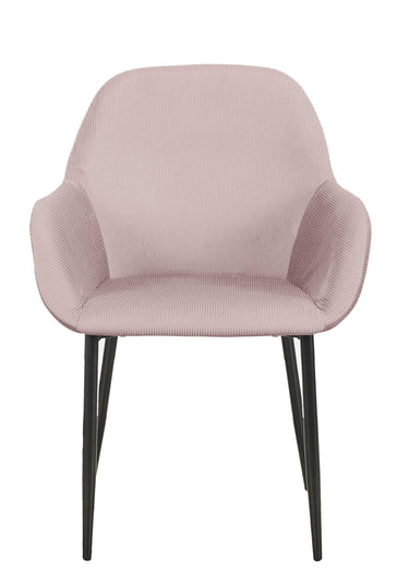 Set 2 Fauteuils velours cotelé, pieds métal Rose
