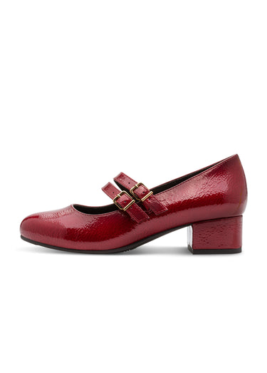 Escarpins vernis à talon façon babies Bordeaux