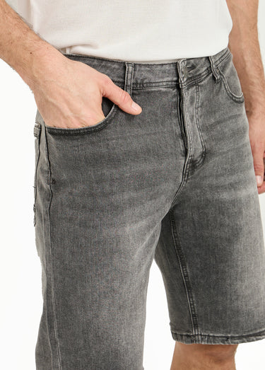 Short en toile denim délavée Gris