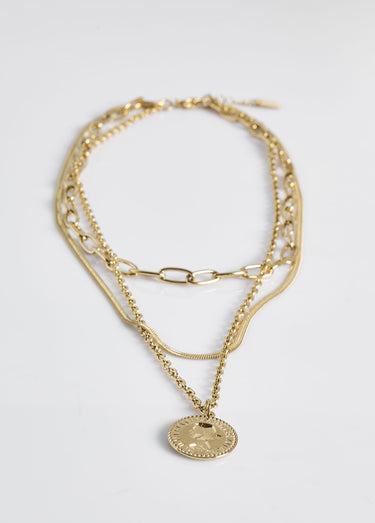 Collier multi rangs fantaisie acier inox Dore