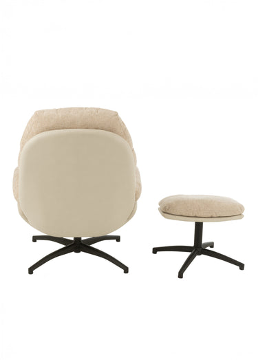 Fauteuil relax tissu + repose pieds 1BC Beige/Noir