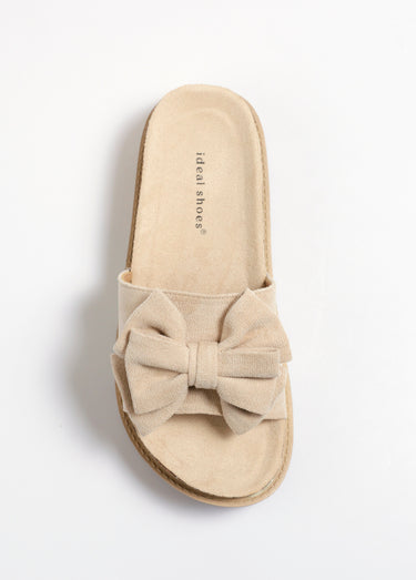 Mules suédine anatomiques nœud fantaisie Beige