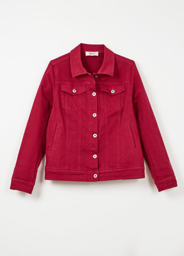 Veste en jean coupe droite stretch Grenat