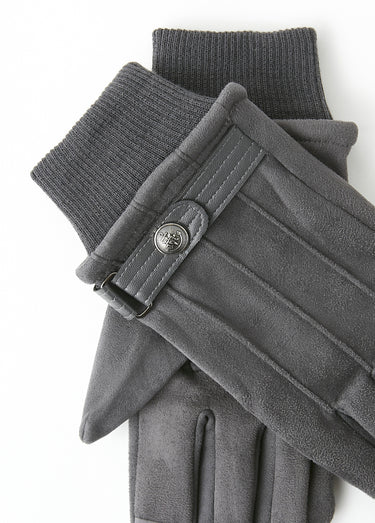 Gants en suédine patte poignet Gris