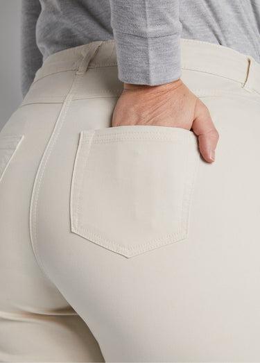Pantalon droit 5 poches coton stretch Beige