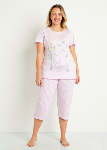 Pyjama court coton imprimé Parme