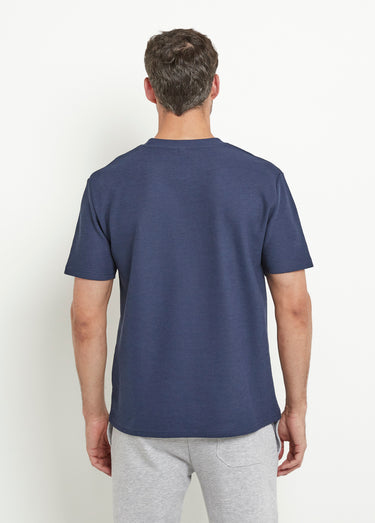 T-shirt col rond épais maille texturée Marine