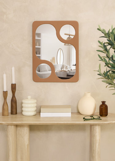 Miroir rectangle fantaisie aspect bois Marron