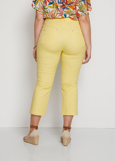 Pantacourt taille élastiquée 5 poches Jaune