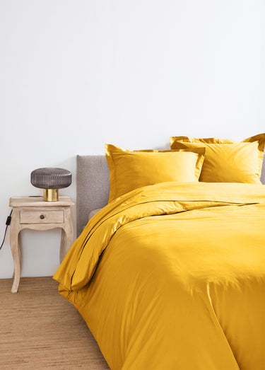 Drap-housse coton uni Ocre