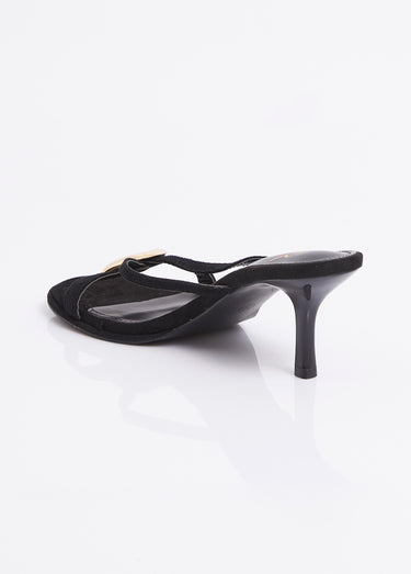 Mules croisées talon fin et détail métal Noir