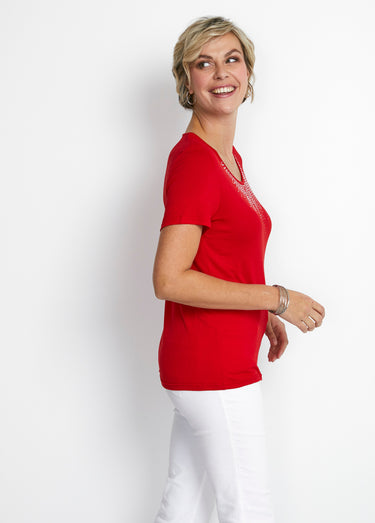 T-shirt court manches courtes Rouge