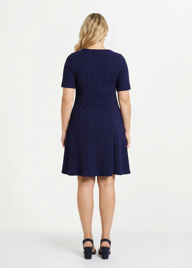 Robe évasée courte unie Marine