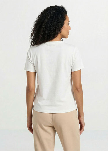 T-shirt boîte manches courtes strass Blanc