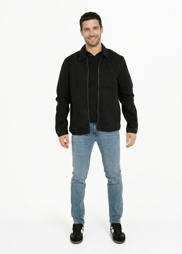 Blouson en jean zippé, cœur poitrine Noir