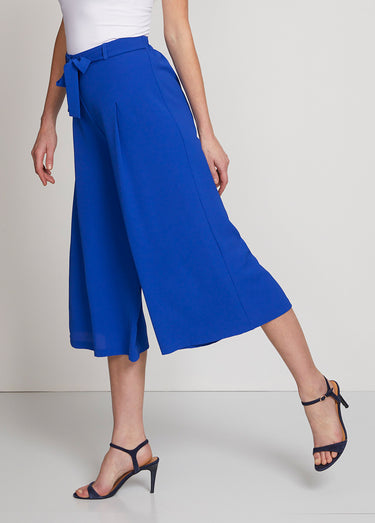 Jupe-culotte longue taille semi-élastiquée Uni Bleu