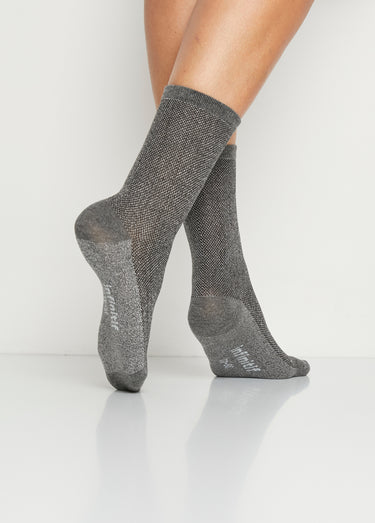 Chaussettes fantaisie maille en brillante Gris Lot2