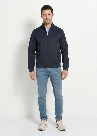 Veste courte zippée avec col montant Marine