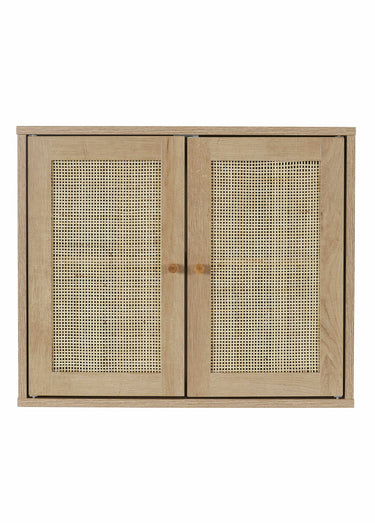Armoire murale 2 portes, bois et cannage Marron