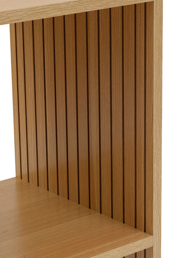 Module 3 cases avec décor bois rainuré Marron