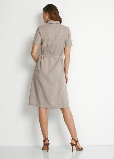 Robe-chemisier mi-longue coupe droite Beige