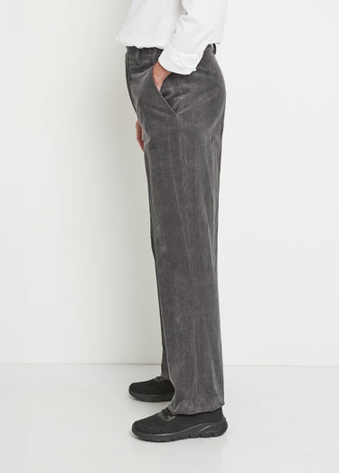 Pantalon droit ceinture élastiquée confort Velours Gris