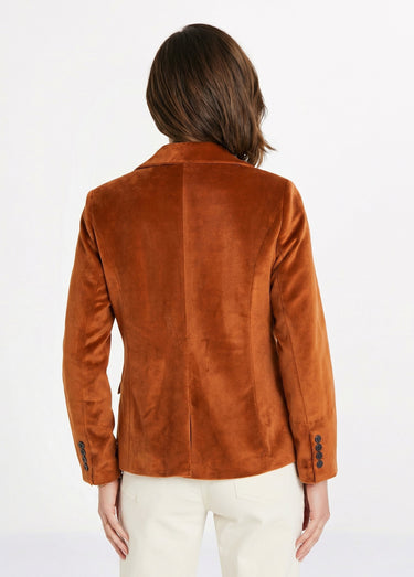 Veste blazer droite velours uni col tailleur Camel