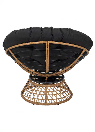 Fauteuil rembourré rotatif rotin, foncé Noir