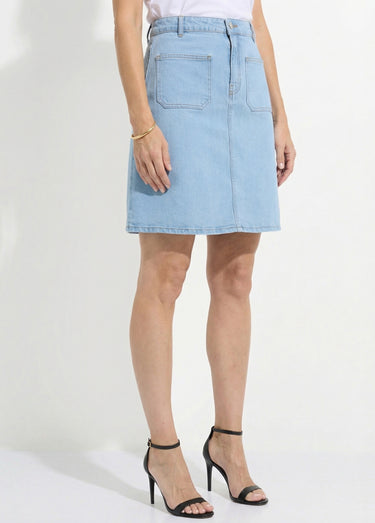 Jupe droite courte en jean 4 poches Bleached