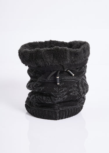 Tour de cou maille et sherpa, zig zag Gris
