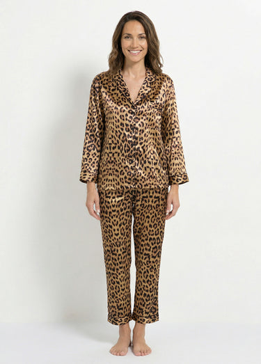 Pyjama 2 pièces satin sexy motif léopard Leopard