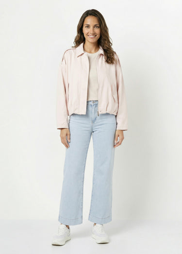 Blouson zippé suédine taille resserrée Rose Nude