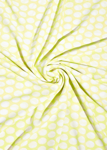 Coupon tissu habillement voile, pois Citron Pois Blanc
