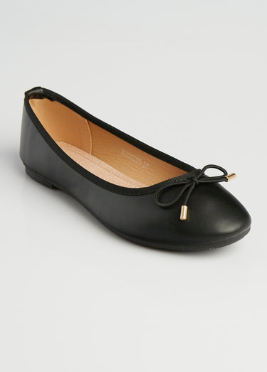 Ballerines talon plat et petit noeud Noir