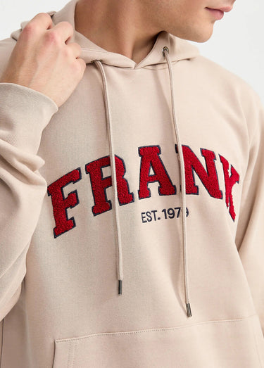 Sweat shirt à capuche, logo bouclette Beige