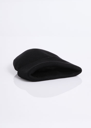 Bonnet en maille fines cotes à revers Noir