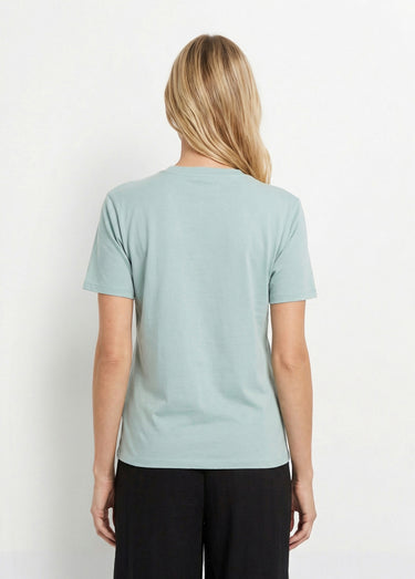 T-shirt col rond, motif cœur tissu évidé Vert