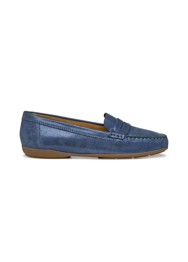 Mocassins chic cuir semelle fine Bleu Marine
