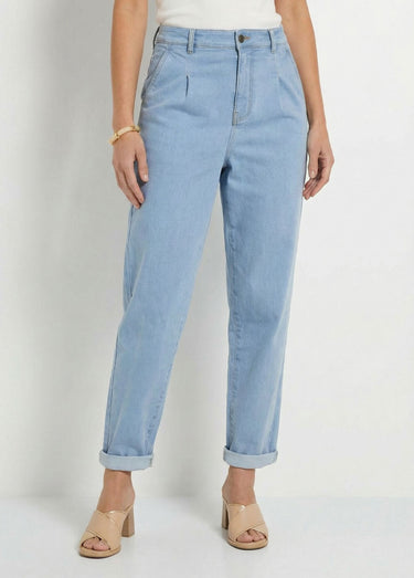 Jean couleur taille haute stretch Bleu
