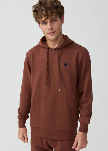 Sweat shirt à capuche poche kangourou Brun