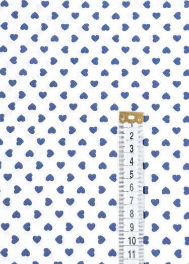 Coupon tissu motif cœurs B 3x1,5m Imprime Coeur Bleu