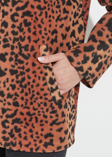 Blouson zippé maille polaire imprimée Marron/Noir