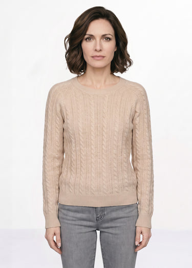Pull doux maille irisée torsadée ajourée laine Beige