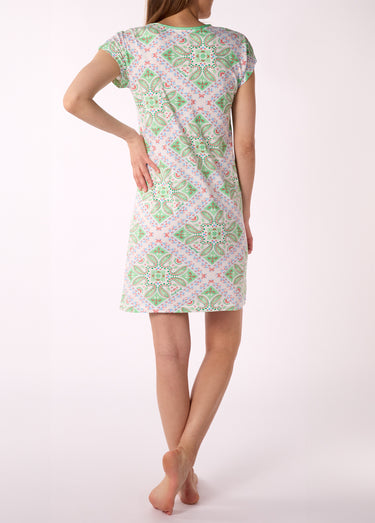 Chemise de nuit motif géométrique col rond Imprime